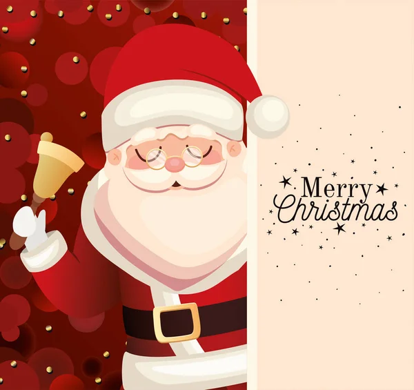 Santa Claus con letras y campana de navidad feliz — Archivo Imágenes Vectoriales