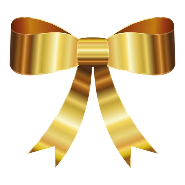 Bow with a golden ribbons on white background — Stock Vector