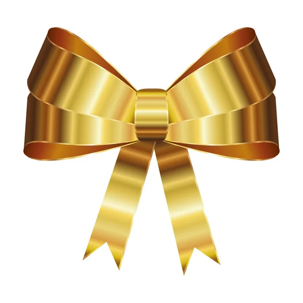Lazo de navidad con cintas doradas — Vector de stock