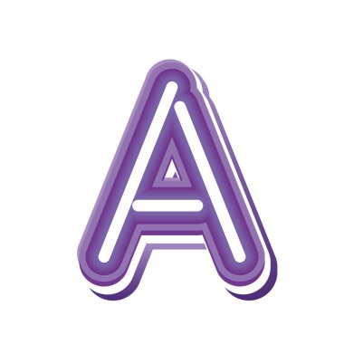 A harfi mor neon yazı tipi.