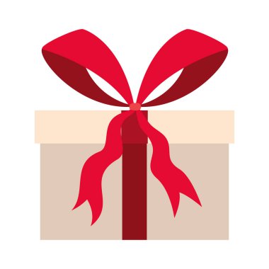 Kırmızı fiyonklu beyaz hediye kutusu