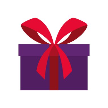 hediye kutusu koyu mor ve kırmızı bir fiyonk