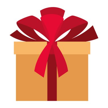 Bir kırmızı fiyonklu turuncu hediye kutusu