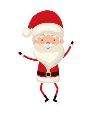 Beyaz arka planda kırmızı takım elbiseli Noel Baba.