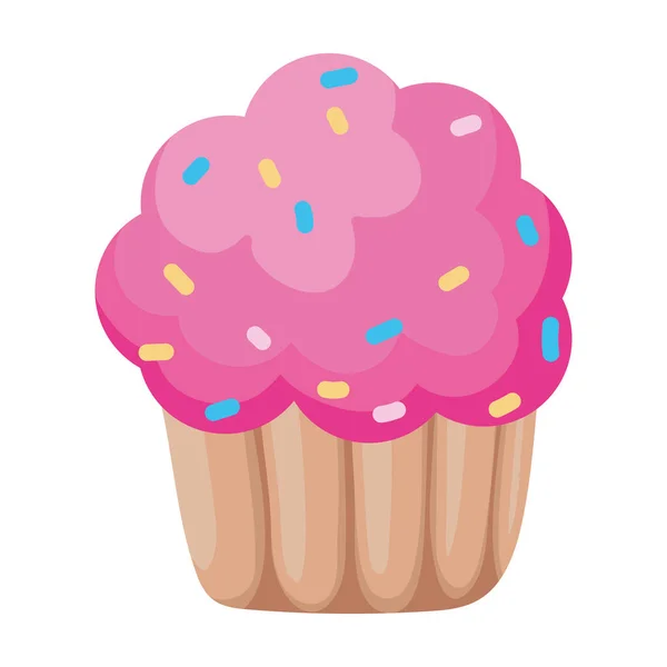 Cupcake mit rosa Zuckerguss und Chips — Stockvektor