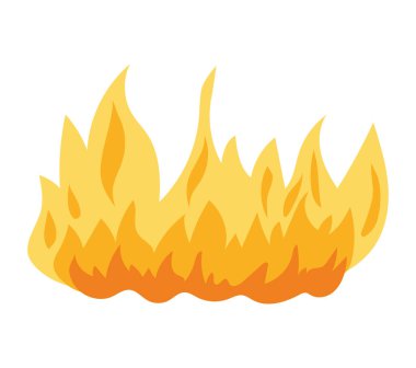 Beyaz arkaplan üzerinde turuncu ve sarı renkli ateş