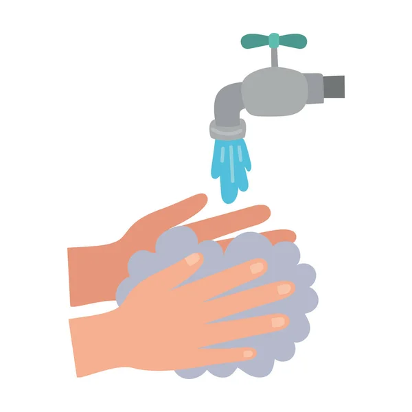 Hands, foam and faucet flat style icon — 스톡 벡터