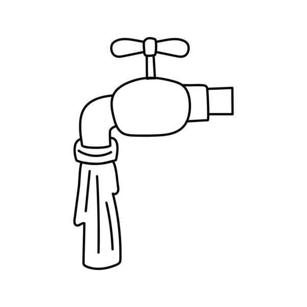 Faucet with water line style icon — Stock Vector