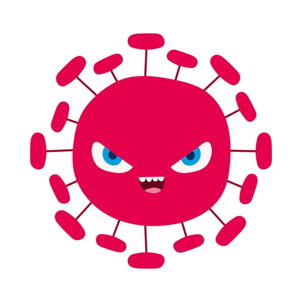 Particle of coronavirus smiling doodle flat style icon — Stock Vector
