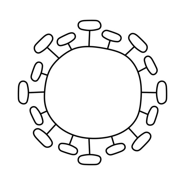 Partícula del icono de estilo de línea de garabato coronavirus — Vector de stock
