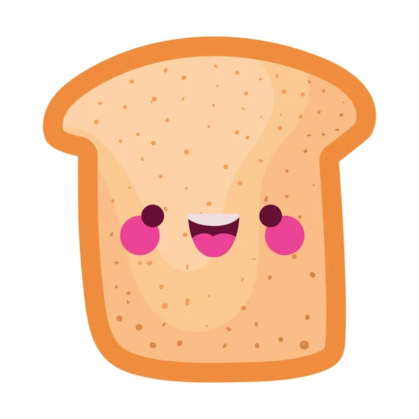 Pão kawaii com um rosto sorridente —  Vetores de Stock
