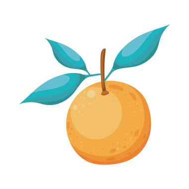 saplı mandalina ve üç yeşil yaprak