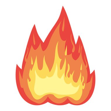 flame of orange, yellow and red color over a white background