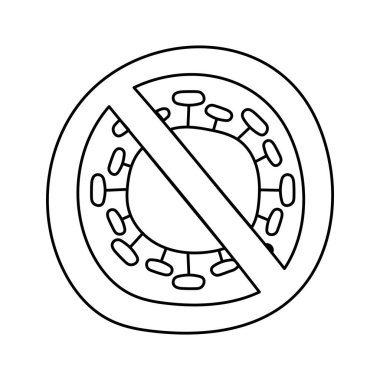 Koronavirüs parçacığı yasaklı tabela karalama çizgisi biçim simgesi üzerine