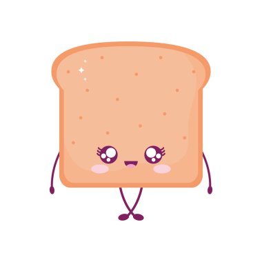 Ekmek gülümseyen kawaii yemek stili
