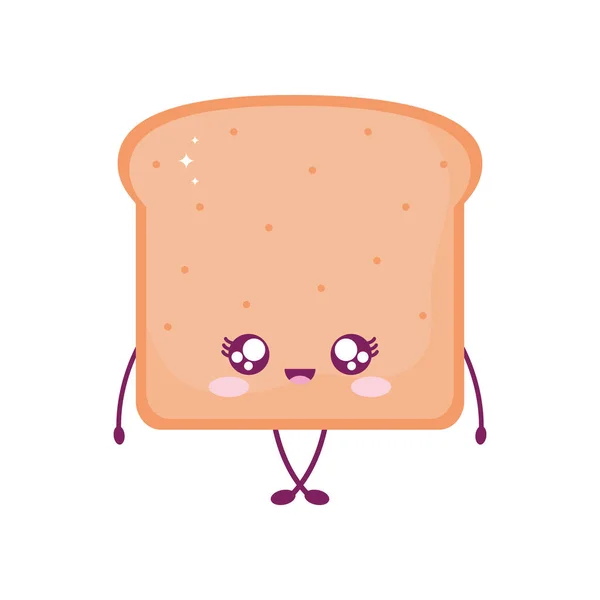 Pain souriant kawaii style alimentaire — Image vectorielle