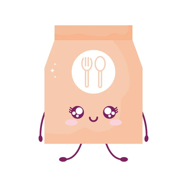 Bolsa sonriente kawaii estilo de comida — Archivo Imágenes Vectoriales