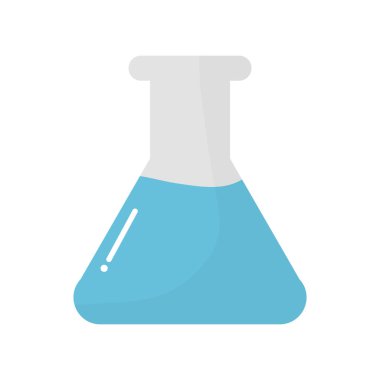 Erlenmeyer matarası ve mavi sıvı.
