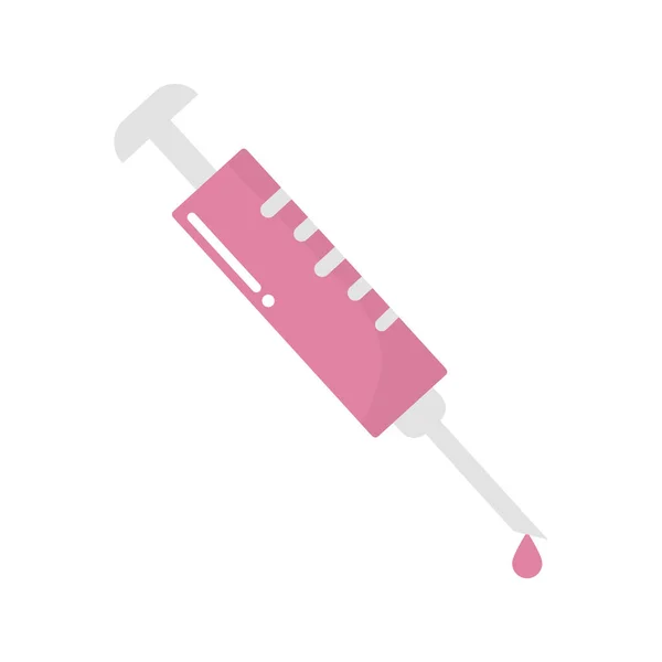 Syringe of a pink color with a drop — Image vectorielle