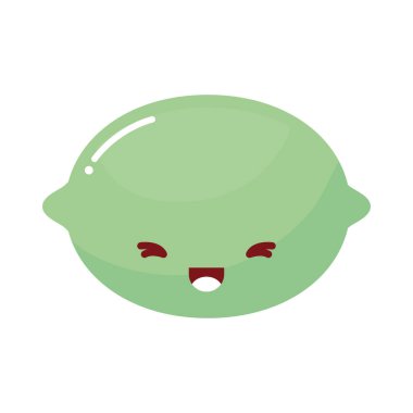 Gülümseyen yeşil limon kawaii meyvesi