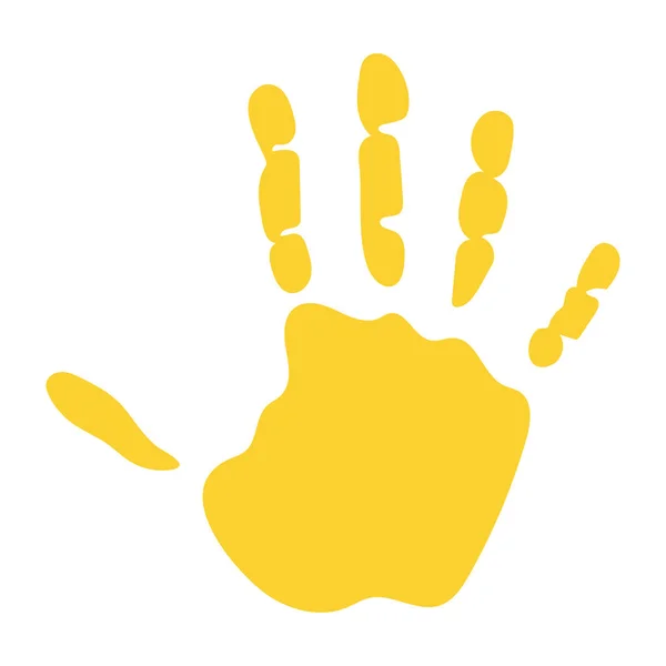 Gold silhouette with one hand and five fingers on white background — Image vectorielle