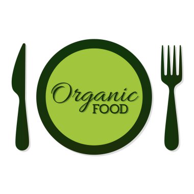 Çatal ve bıçaklı organik yiyecekler.