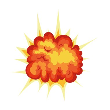 Beyaz arkaplanda turuncu ve sarı renkli ateş bulutu