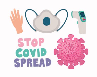 Beyaz arkaplanda covid doodle dizisi