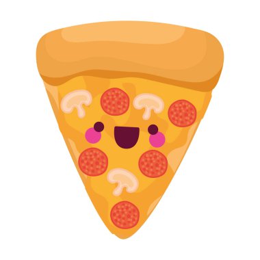 Peynirli, salamlı ve mantarlı kawaii pizzası.