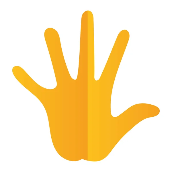 用一只手和五个手指在白色背景上的黄色轮廓 — 图库矢量图片