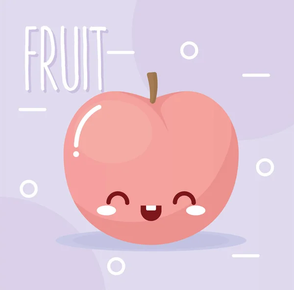 พีชผลไม้คาวายที่มีรอยยิ้มด้วยตัวอักษรผลไม้ — ภาพเวกเตอร์สต็อก