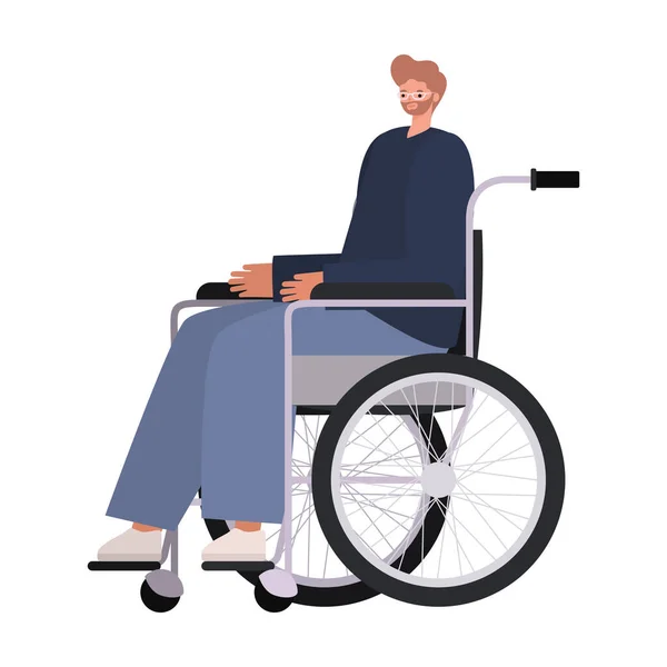 Man on wheelchair and blue coat — Stock Vector