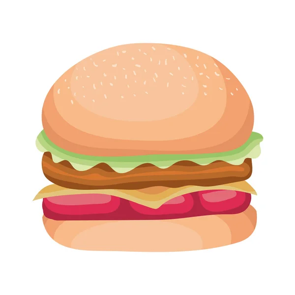 Hamburger met kaas op witte achtergrond — Stockvector