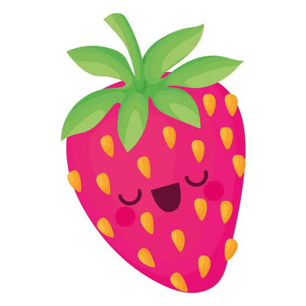 带有粉色种子的卡瓦伊草莓 — 图库矢量图片