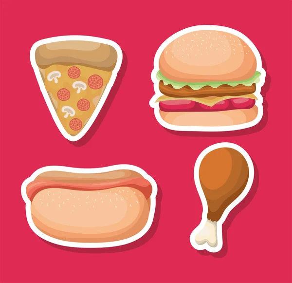 Sets of fast foods icons — Stock Vector