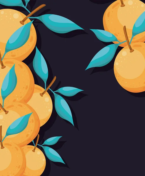 Conjunto de mandarina con tallo — Vector de stock