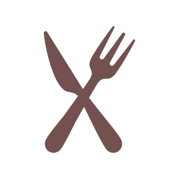 Couteau croisé et fourchette sur fond blanc — Image vectorielle
