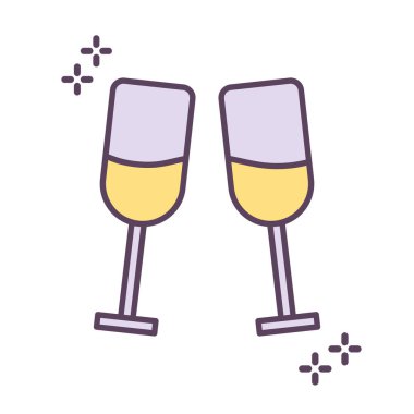 İki kadeh şampanya, kıvılcımlar.