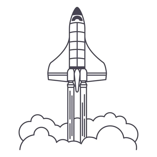 Ikon peluncuran pesawat ruang angkasa di atas latar belakang putih - Stok Vektor