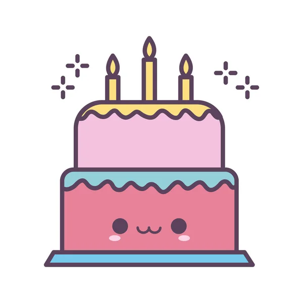 Gâteau d'anniversaire sourire de couleur rouge et rose — Image vectorielle
