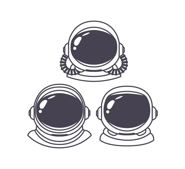 Набор шлемов астронавта на белом фоне — стоковый вектор