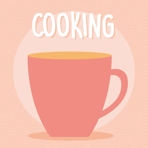 Lettrage de cuisson avec tasse de couleur rose sur un fond blanc — Image vectorielle