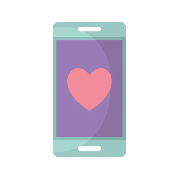 Smartphone with one symbol of a pink heart on it — Stock Vector
