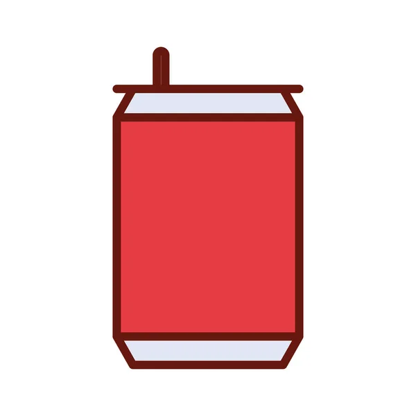 Lata de refresco con un color rojo sobre un fondo blanco — Vector de stock