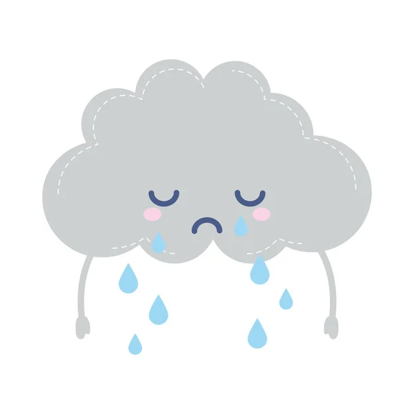 白い背景に泣く雲の天気アイコン — ストックベクタ