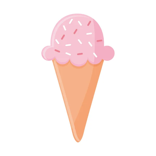 Zmrzlina s růžovou barvou v kuželu — Stockový vektor