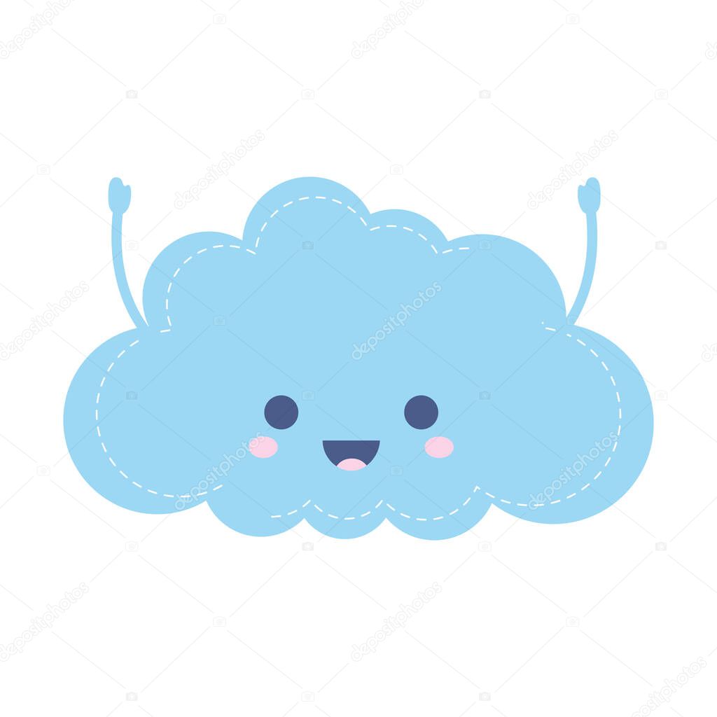 cloud smiling weather icon on white background