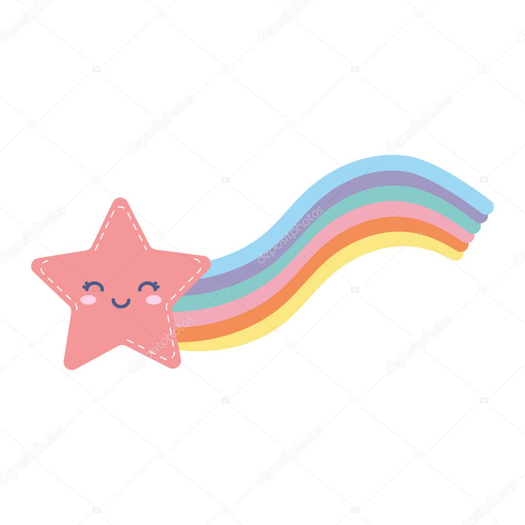 star smiling with one rainbow