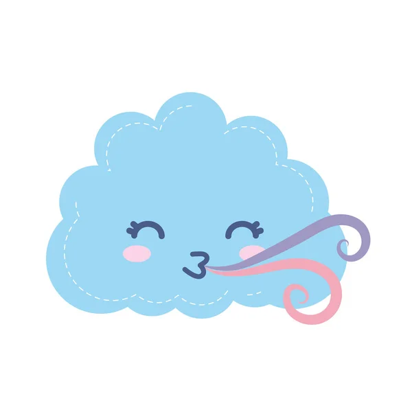 Icono del tiempo de una nube feliz con vientos — Vector de stock