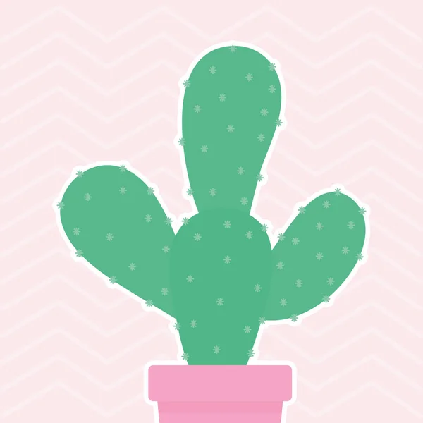 Cactus sobre una maceta de color rosa sobre un fondo rosa — Vector de stock